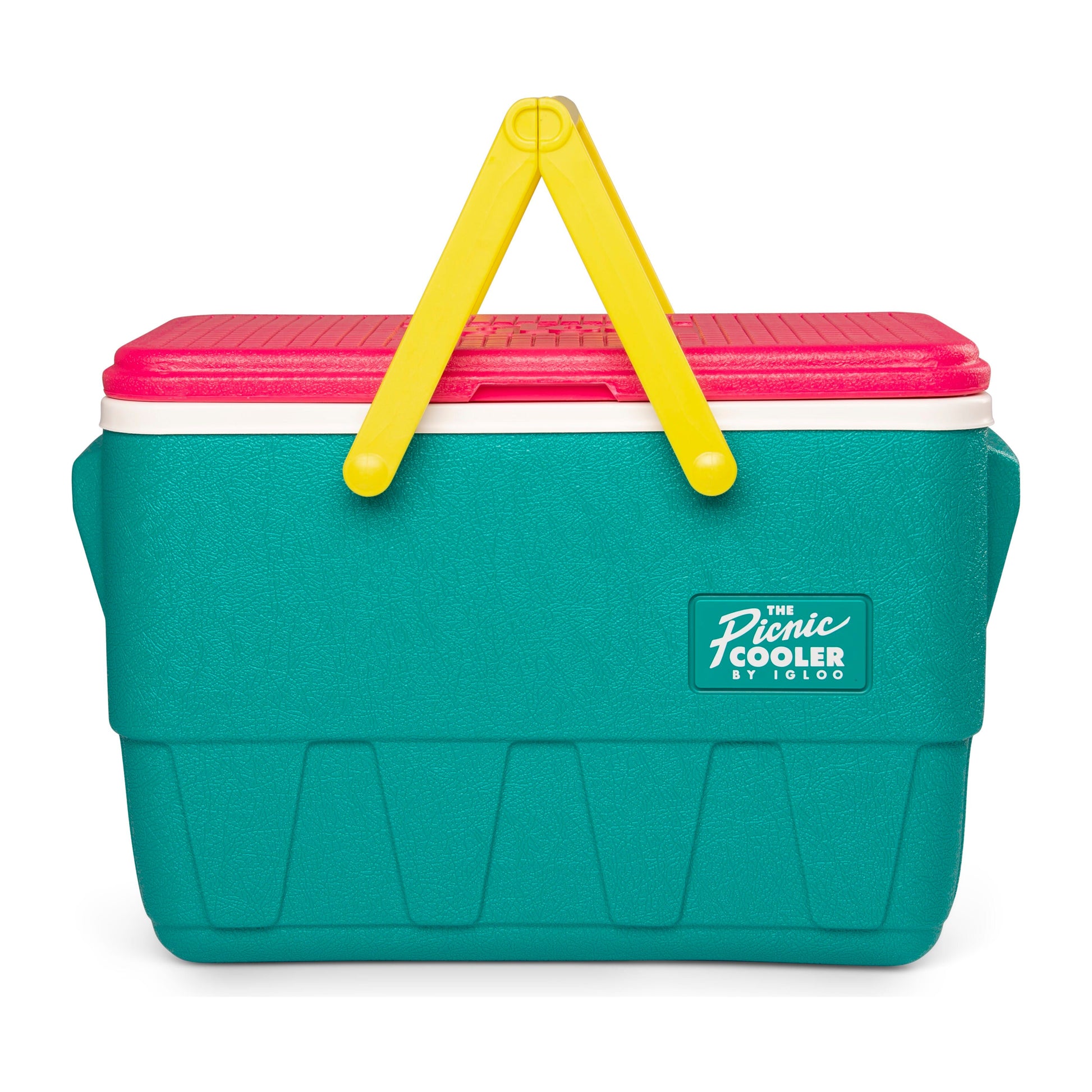 IGLOO-Retro Jade 25 Qt Lunch Picnic Basket Cooler - Dark Jade /Bold Magenta /Livewire Yellow