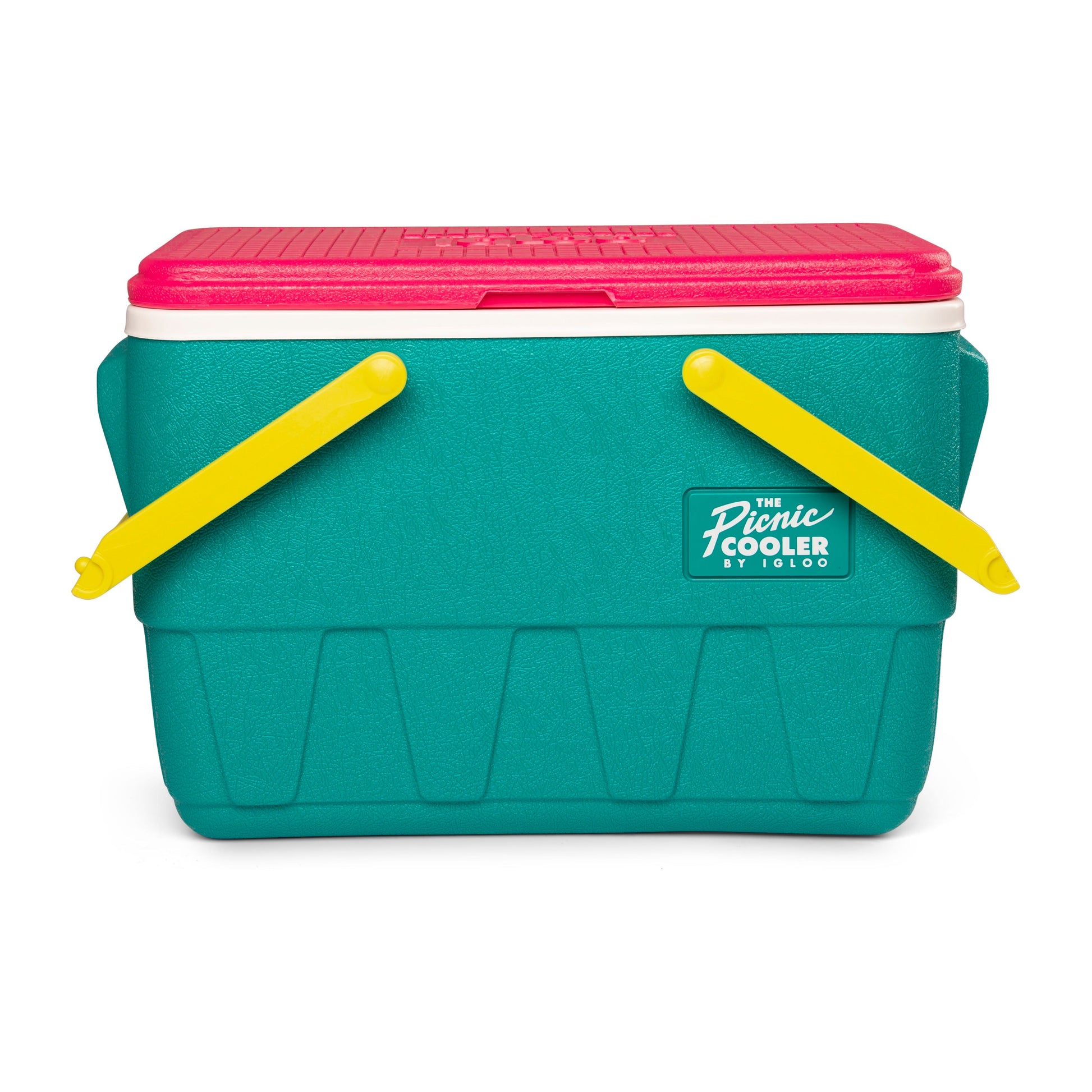 IGLOO-Retro Jade 25 Qt Lunch Picnic Basket Cooler - Dark Jade /Bold Magenta /Livewire Yellow